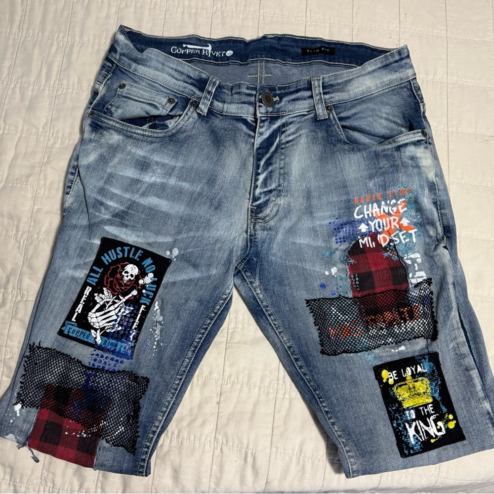 Men's Copper Rivet slim fit 34/32 Blue Jeans